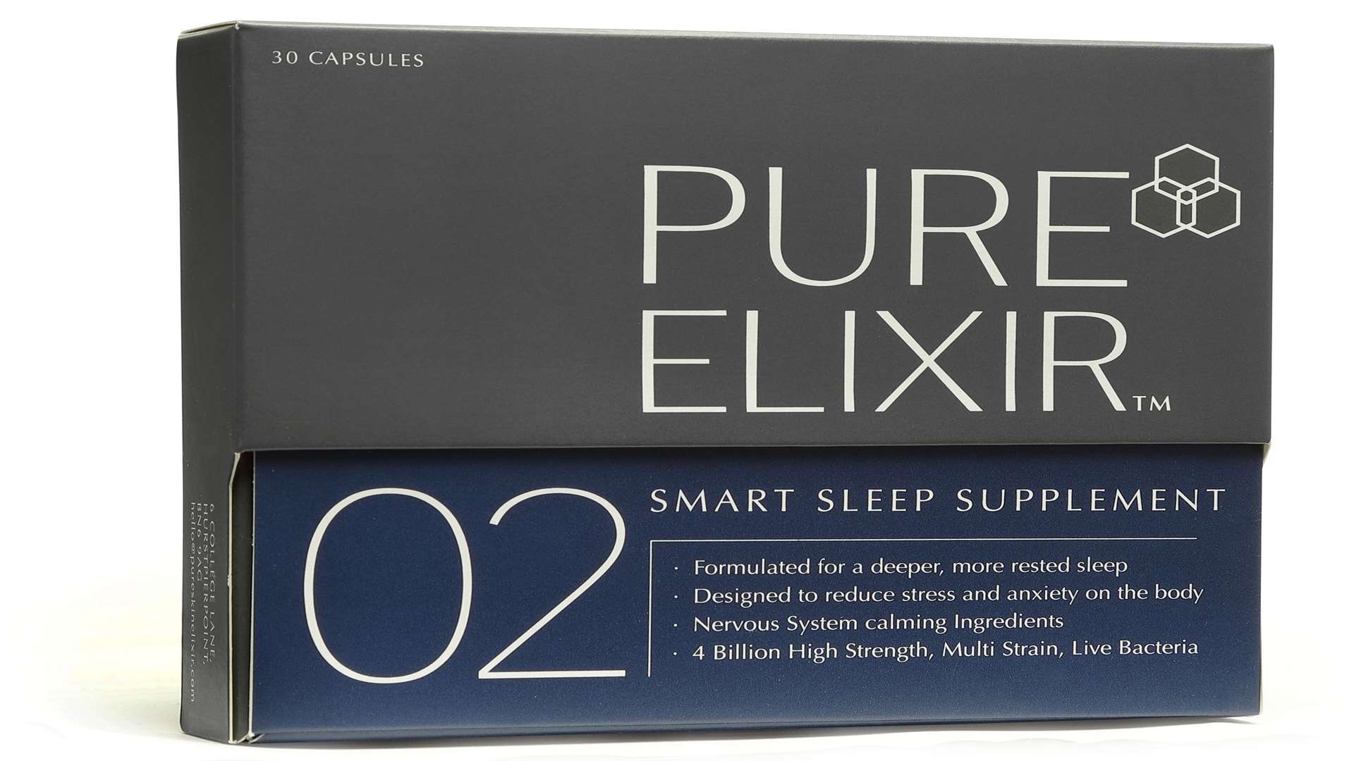 Pure Elixir 02 Smart Sleep Supplement, available from pureskinelixir.com