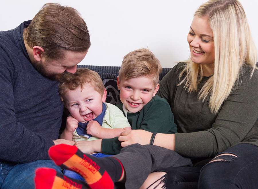 Mike and Sarah with sons Finley, two, and six-year-old Alfie