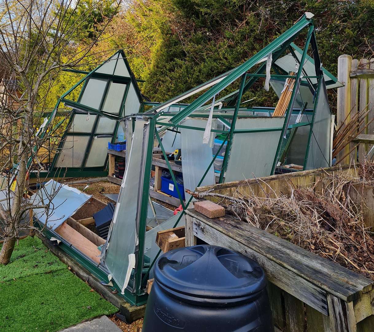 The school's greenhouse collapsed in the storm