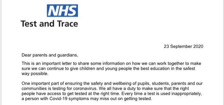 Letter sent to parents in Kent (42464762)