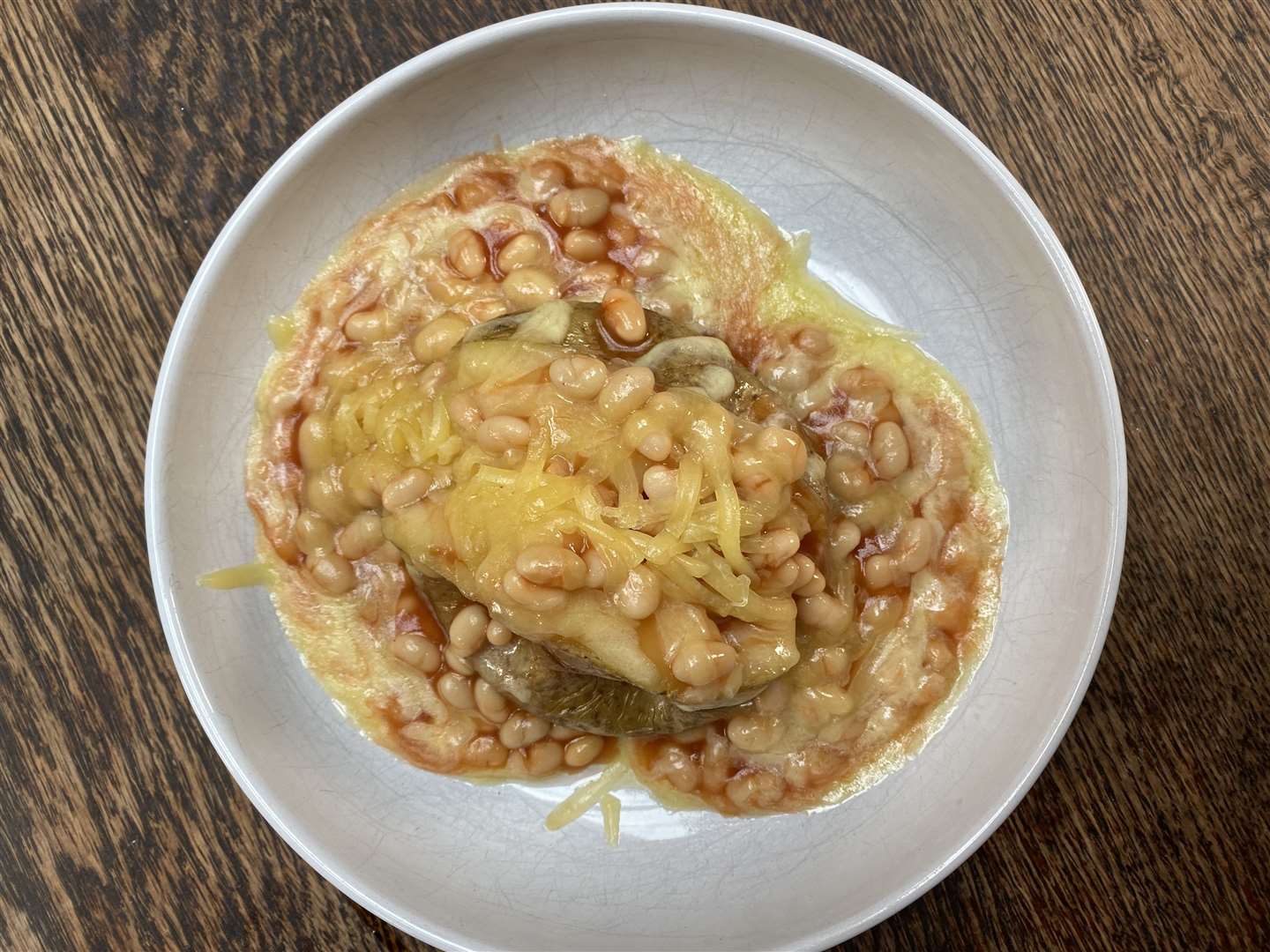 Jacket potato, cheese and beans