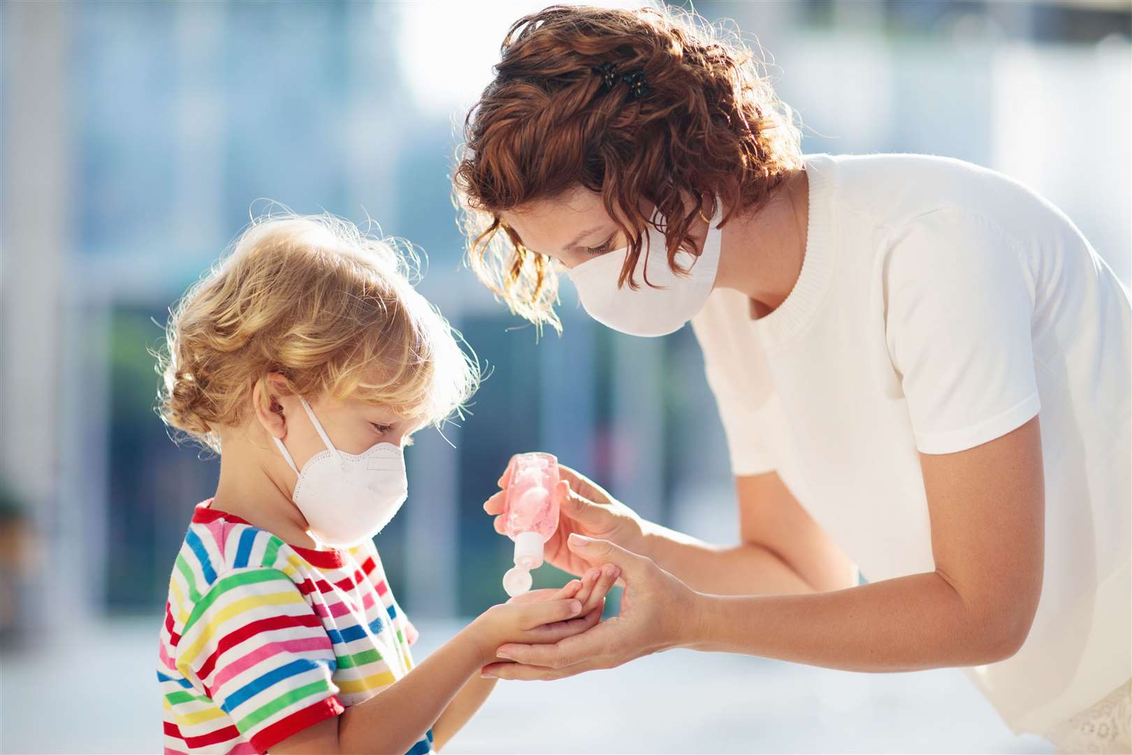 Face masks and hand sanitiser have become a big part of children's lives