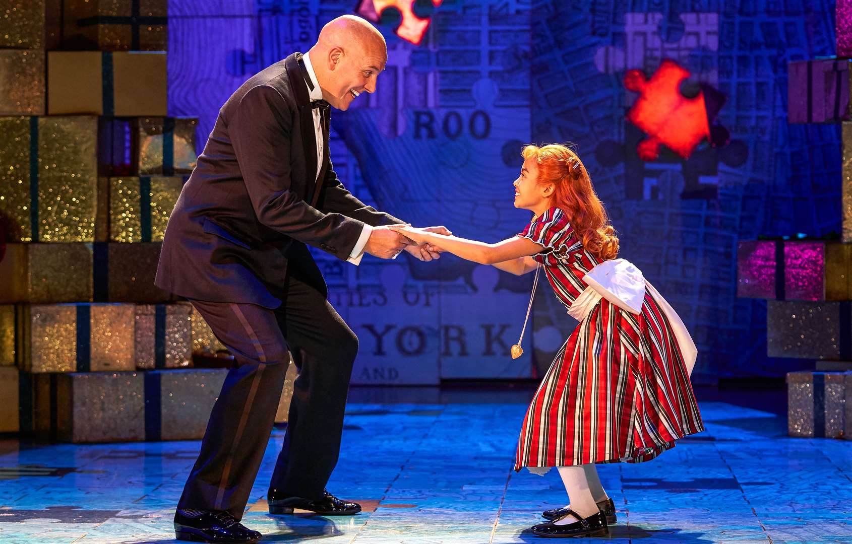 Annie with Daddy Warbucks