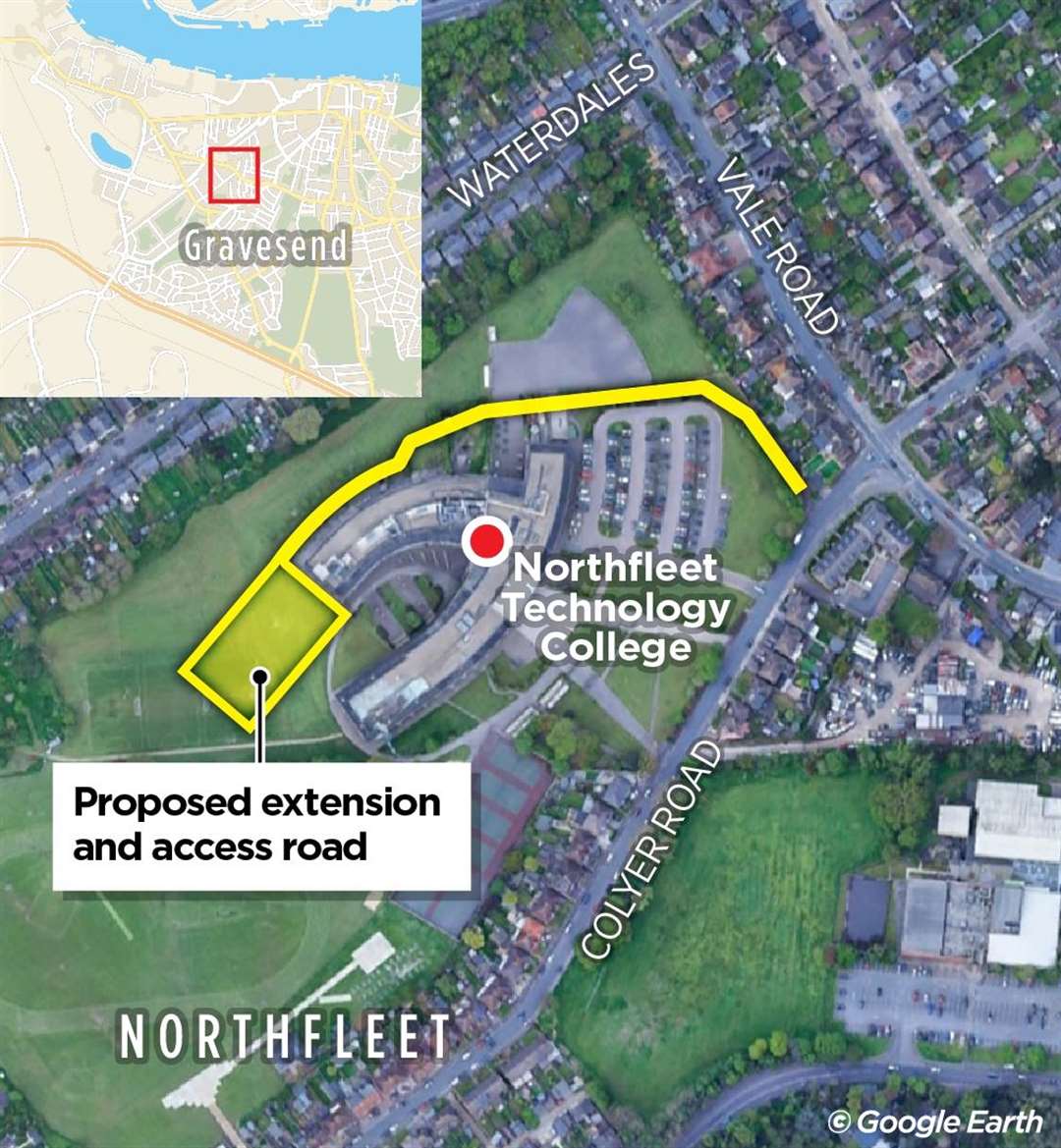 Where the new proposed teaching block and road would be