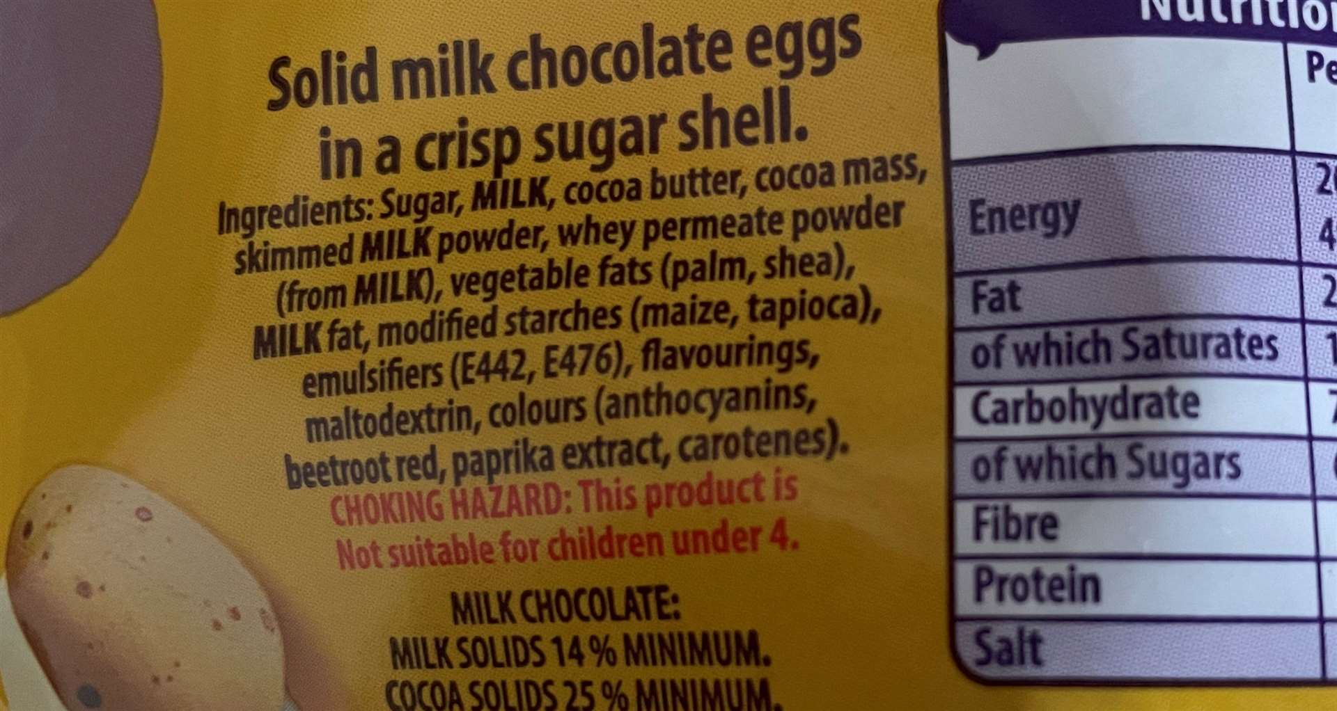 Cadbury places its own warning on packets