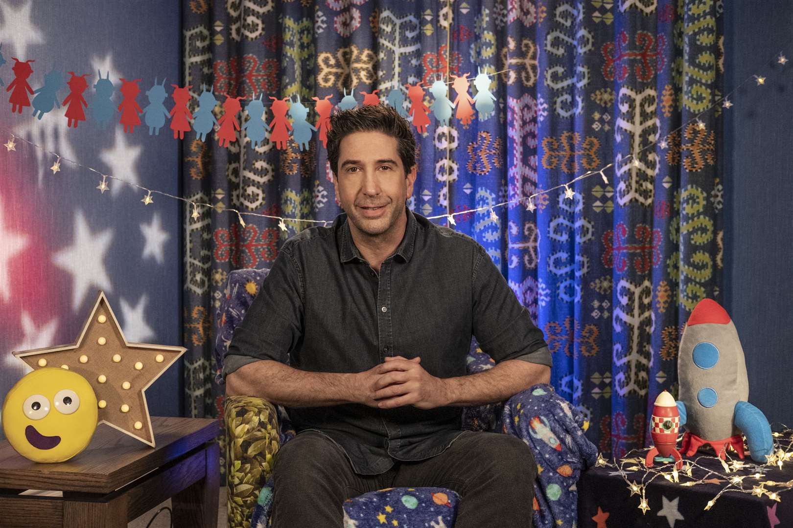 Friends actor David Schwimmer will read this Saturday's bedtime story. Credit: CBeebies Bedtime Stories.