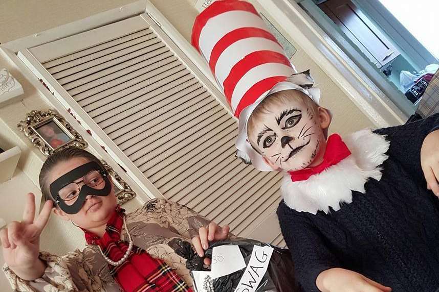 Ella and Bailey McQuiggan as Cat in the hat and Gangsta Granny