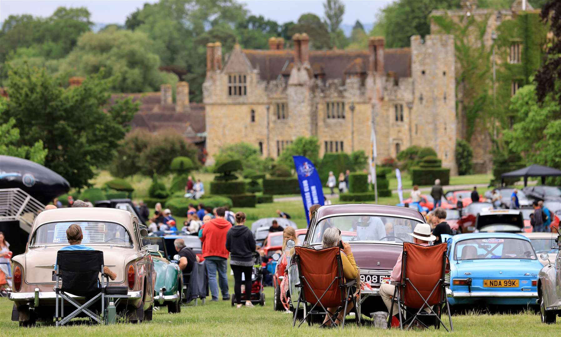 Admire hundreds of rare cars on the lawns of Hever Castle. Picture: Hever Castle and Gardens
