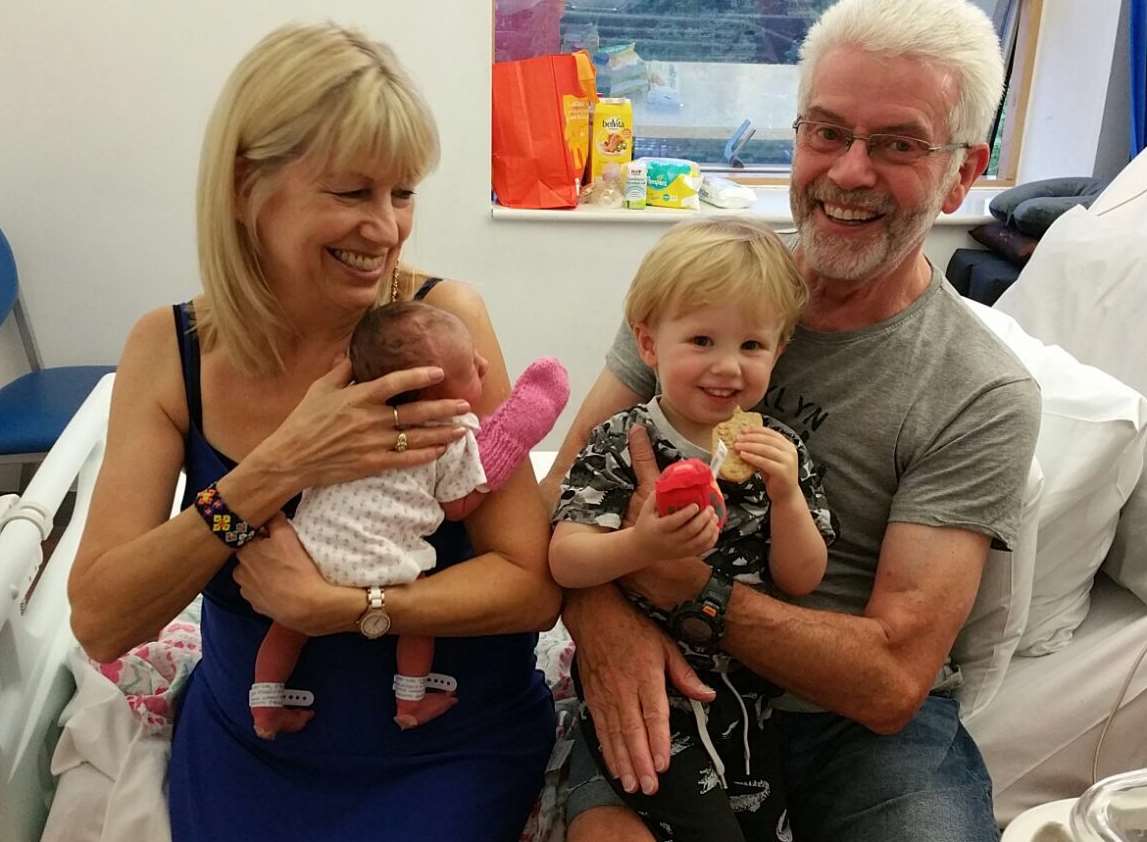 My mum and dad with Luna and Noah