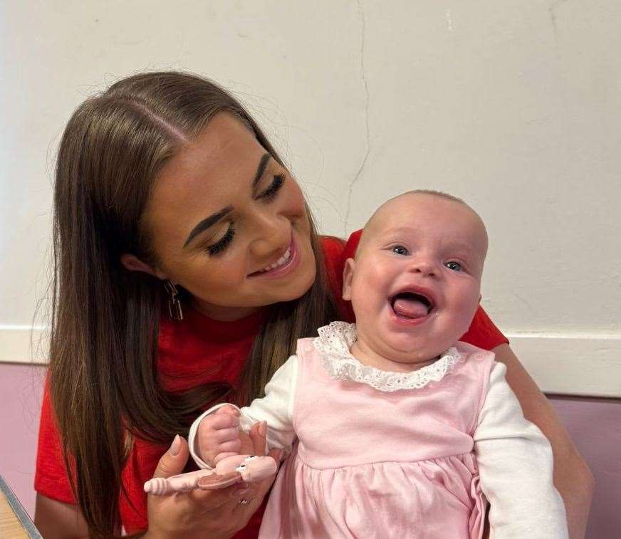 Morgan and her baby Matilda, who has been diagnosed with cerebral palsy