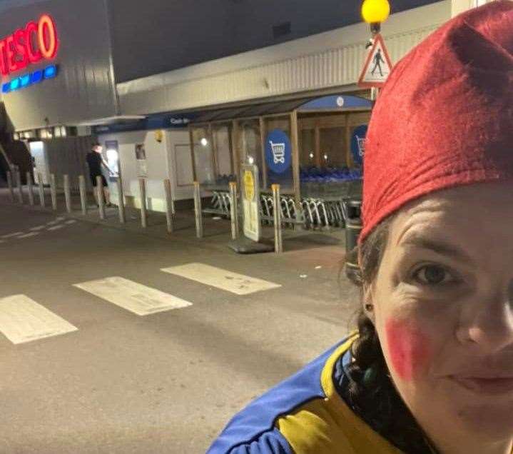 Dressed as a gnome to go to Tesco