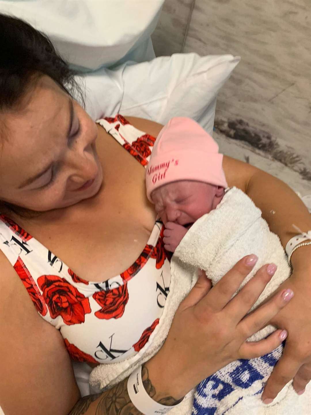 Antonia Thompson gave birth to Elsie-Rose at Darent Valley Hospital on Tuesday, July, 7, last year