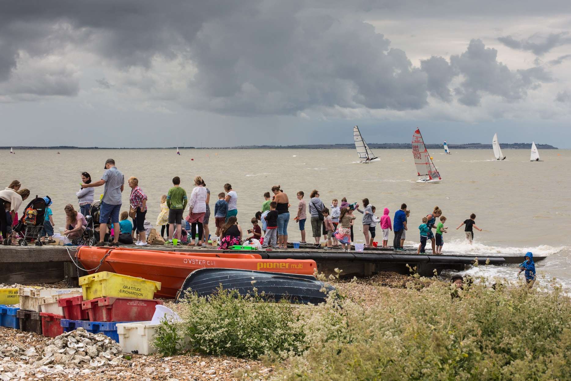 Crabbing on Whitstable beach