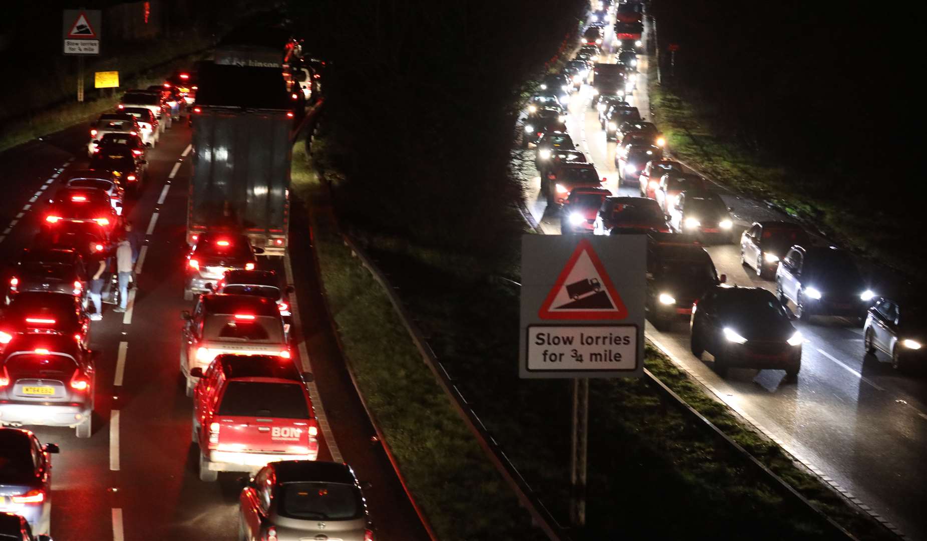 The queues on the approach to Winter Wonderland at Detling Showground in 2020 Pic: UKNIP