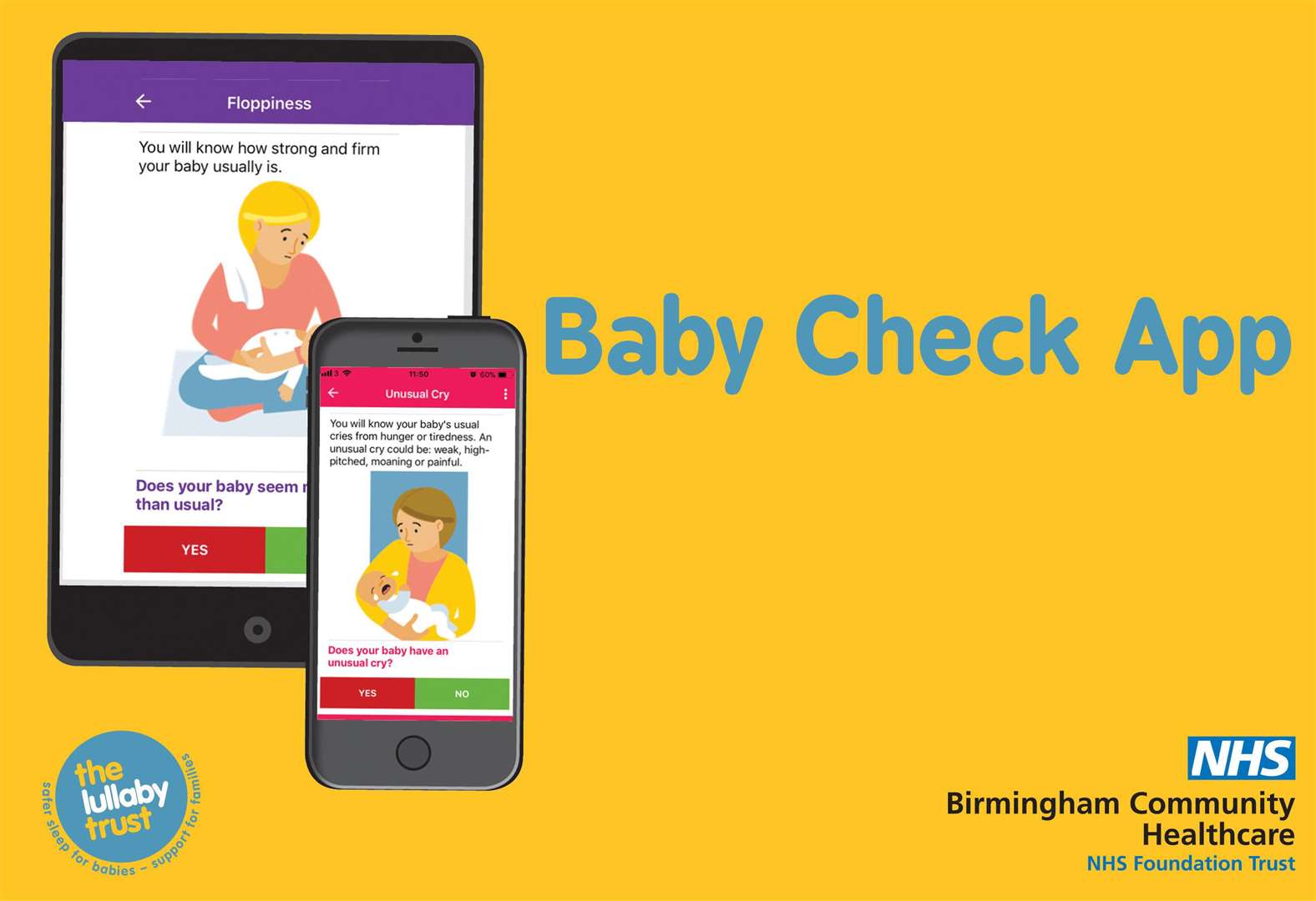 The homescreen of the Baby Check app