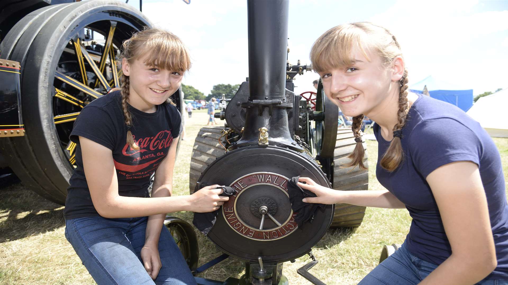 Twins Lucy and Chloe Marsh with their 6-inch scale Wallis traction engine at last year's event Picture: Chris Davey
