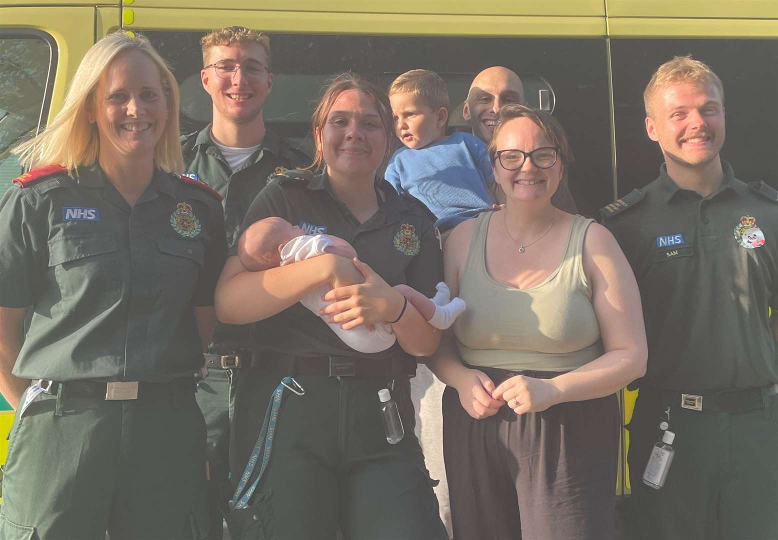 Parents Louisa and Joe were reunited with paramedics at Thanet’s Make Ready Centre near Ramsgate