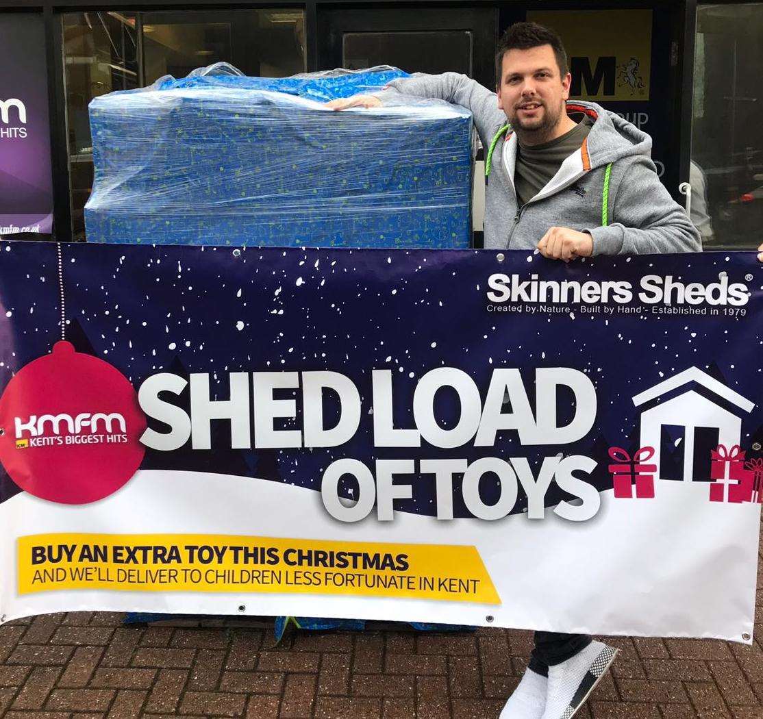 Rob Wills with the donation from Bigjigs Toys