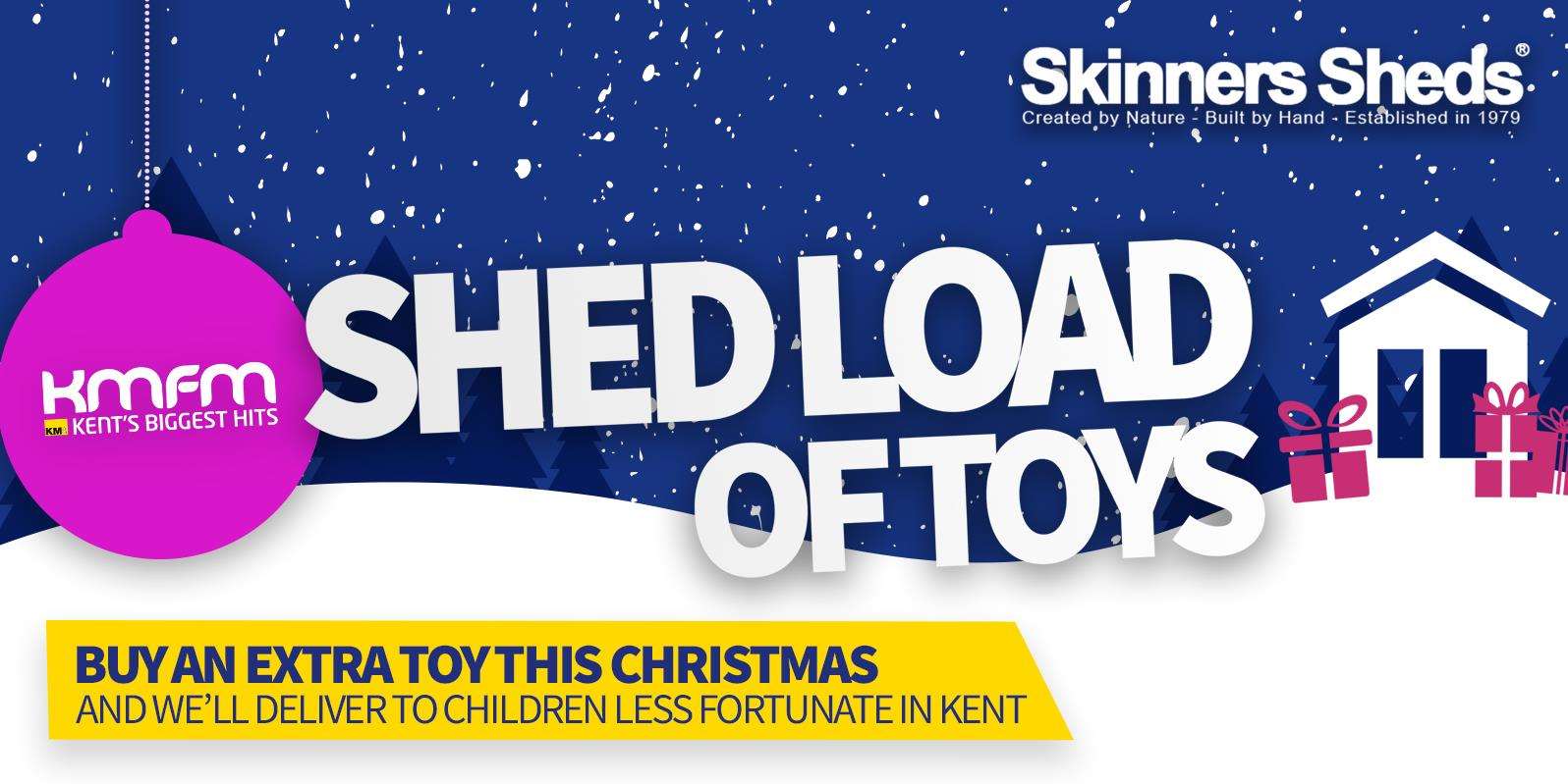 kmfm Shed Load of Toys appeal with Skinners Sheds