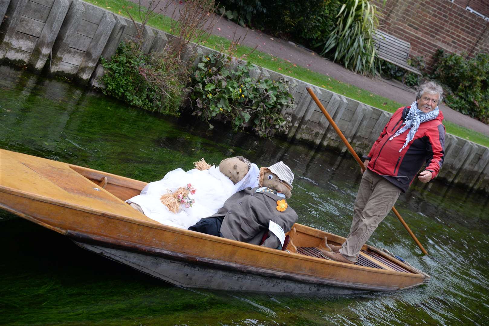 The 'Happy Couple' from the Scarecrows Wedding were taken for a punt down The Stour during the last year's event