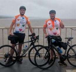 Jack Giles, left, and brother Ben on their 300-mile cycle from Wales to Dover. Picture: Chloe Giles