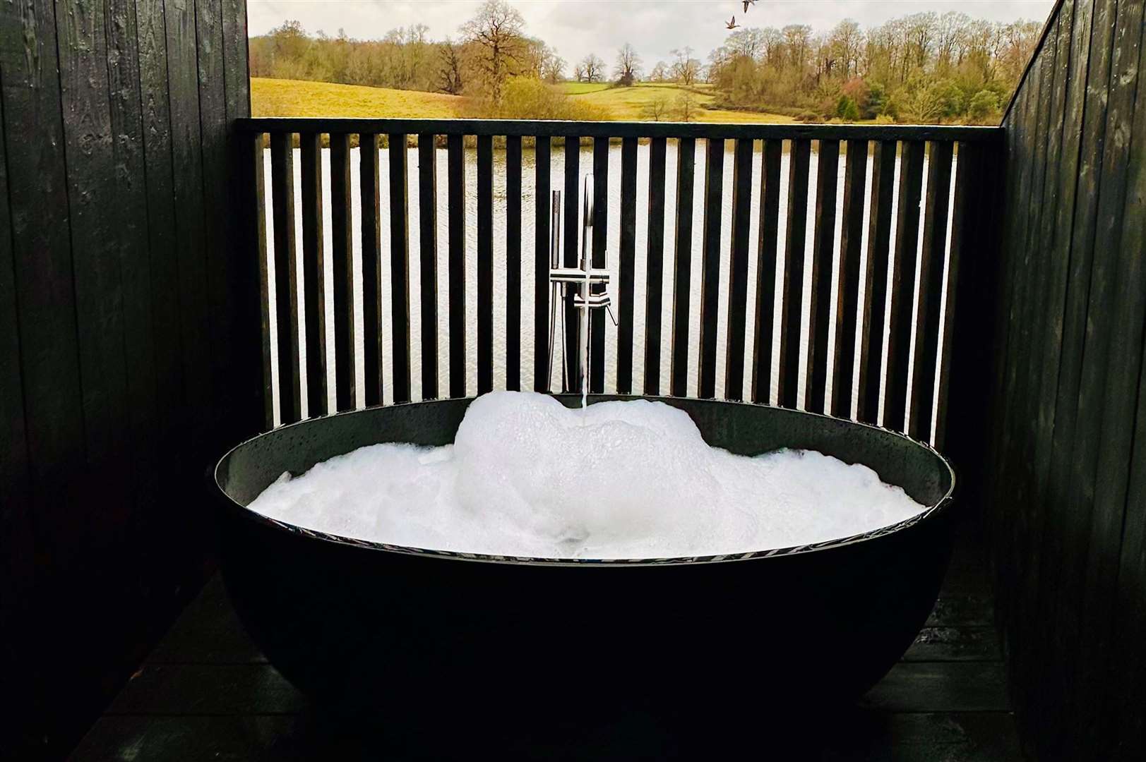 The private decking area of the lodge. Picture: Leeds Castle