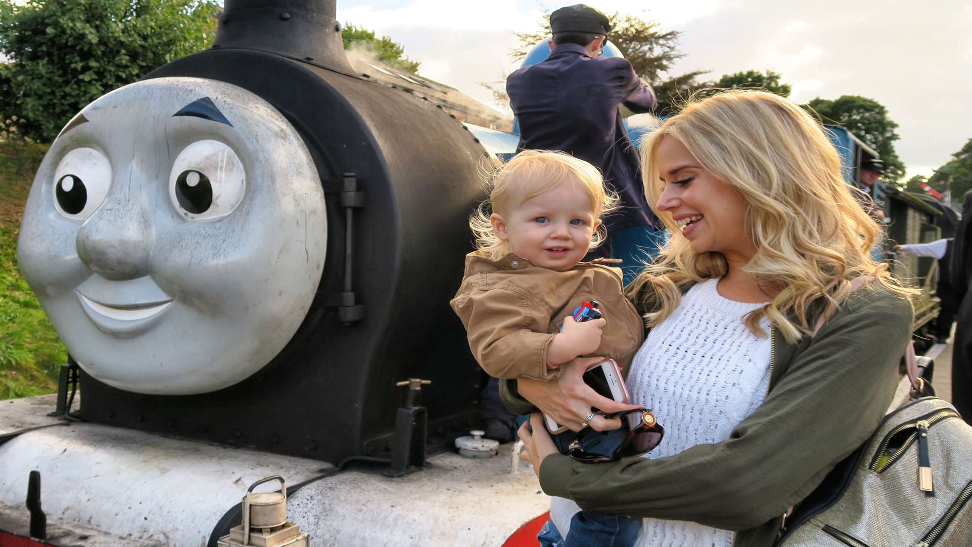 Charlie and Noah with Thomas at the Spa Valley Railway earlier this year