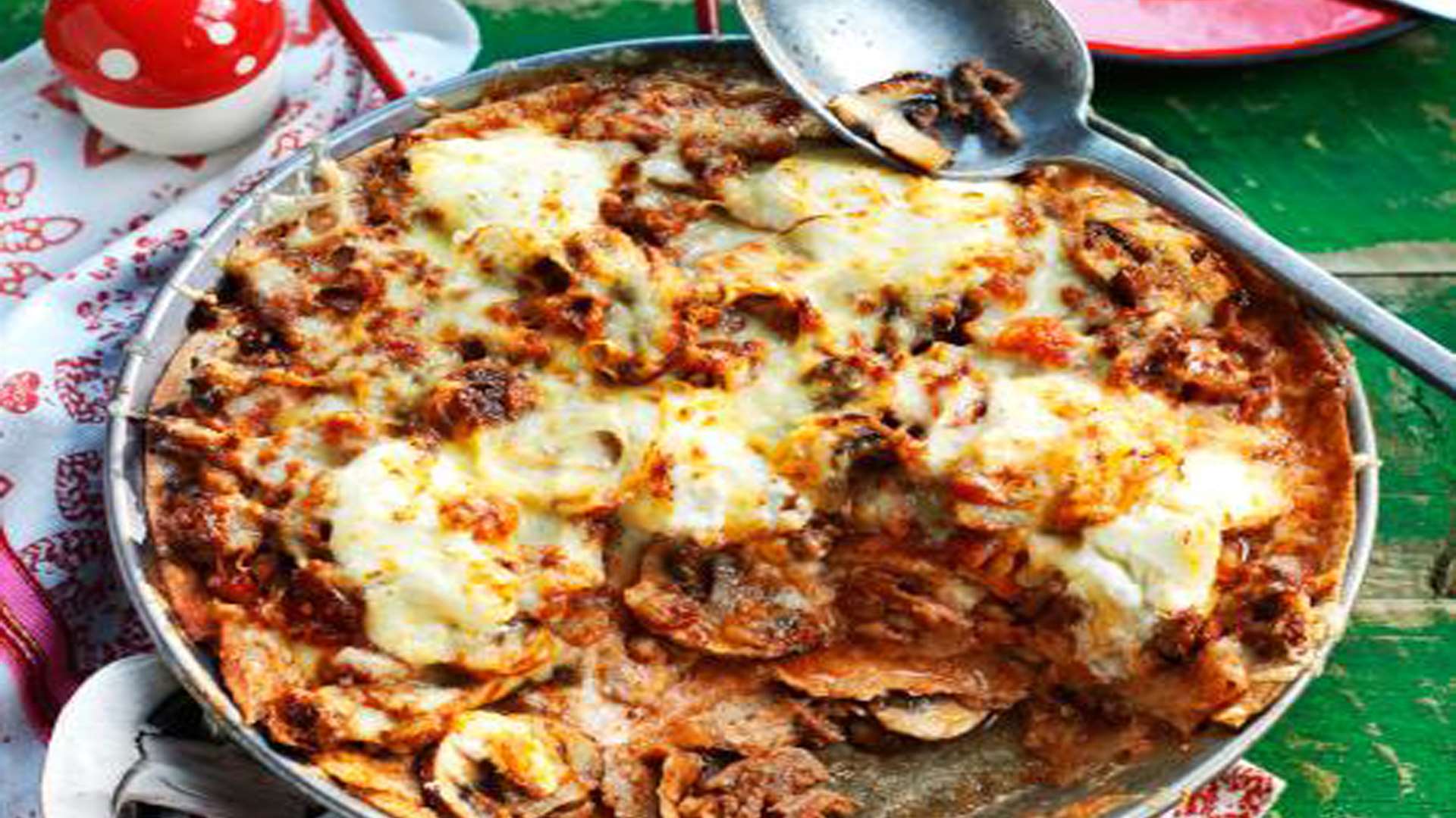 Alex Hollywood's mushroom and chilli beef lasagne