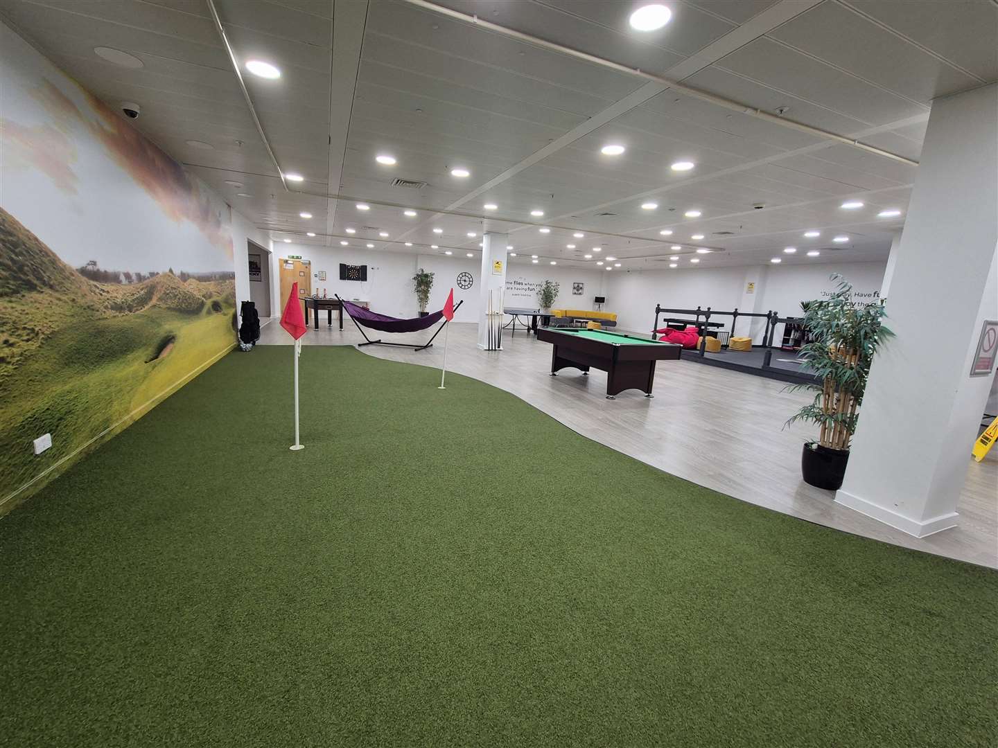 Anyone for golf? Students of the new Carbon 6 Academy have access to a games room, complete with putting green