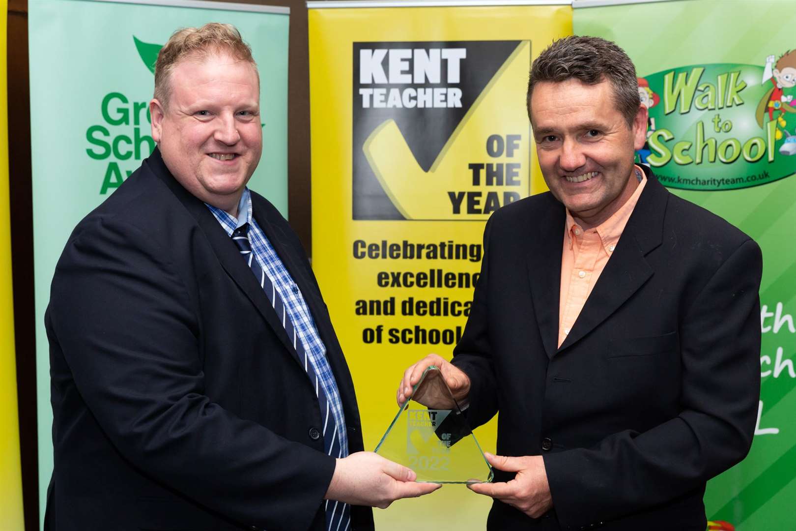 Overal Kent Primary School Teacher of the Year, Peter Hygate of Stowting Primary School. Presented by Stuart Gardner of Thinking Schools Academy Trust. Picture: Countrywide Photographic