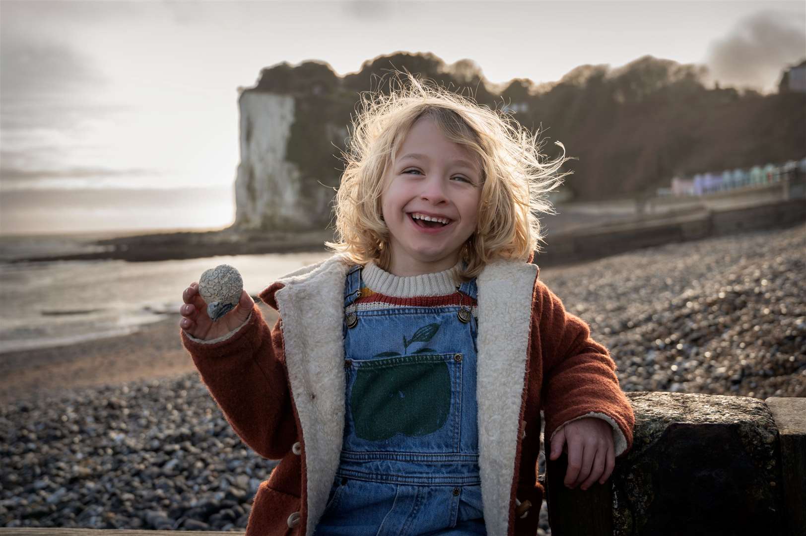 Henry Dibb-Fuller spotted the fossil when looking for stones to skim on the sea at St Margaret's Bay near Dover. Picture: Sam Dibb-Fuller