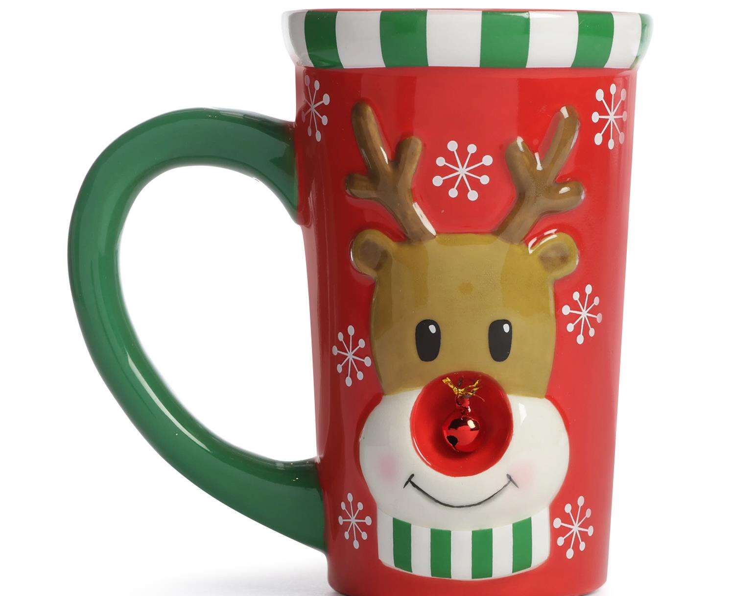 Enjoy a hot chocolate in a festive mug on Christmas Eve. Rudolph mug from Primark, £5.
