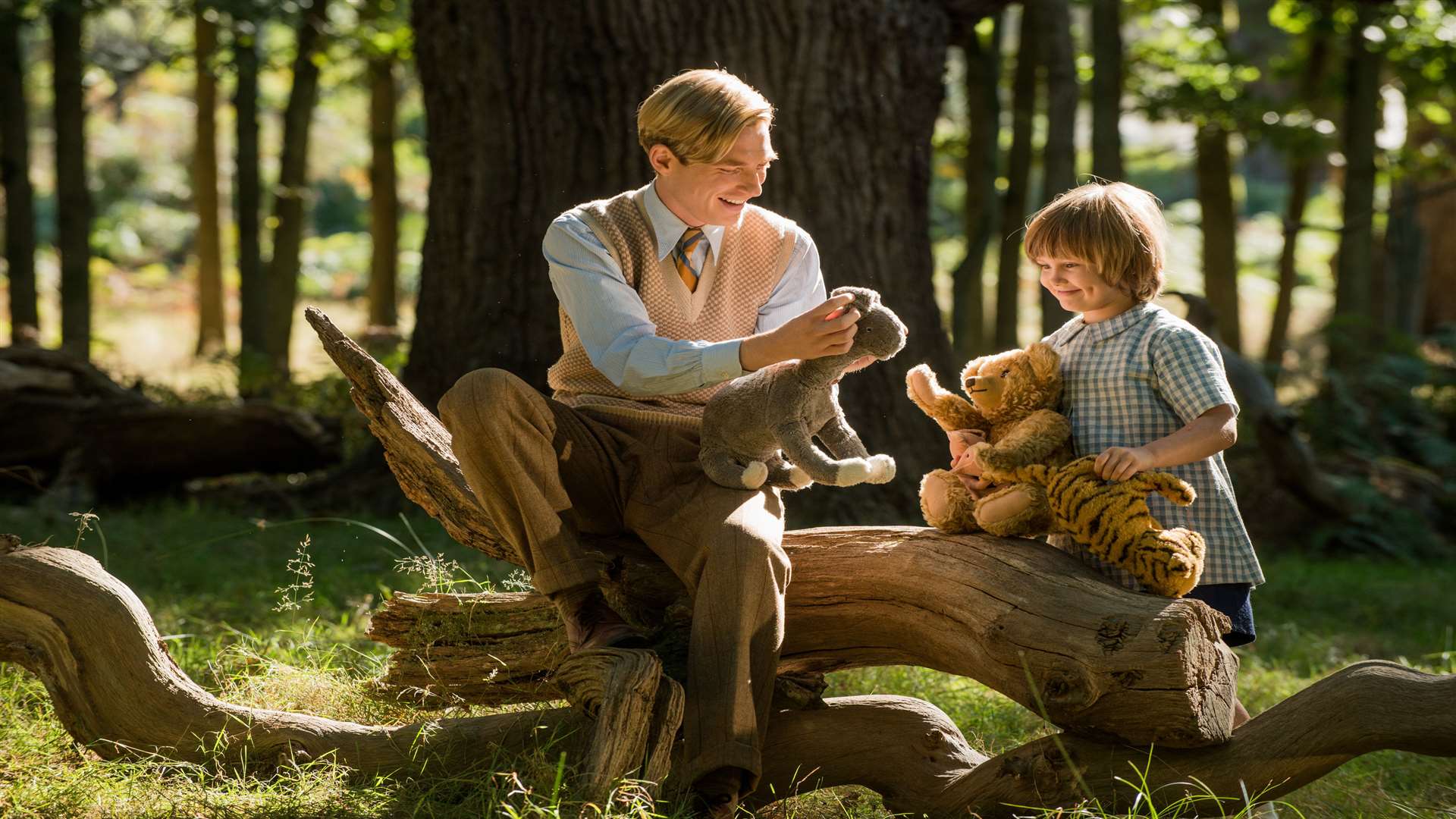 Domhnall Gleeson as Alan Milne and Will Tilston as Christopher Robin Milne in the new film Goodbye Christopher Robin