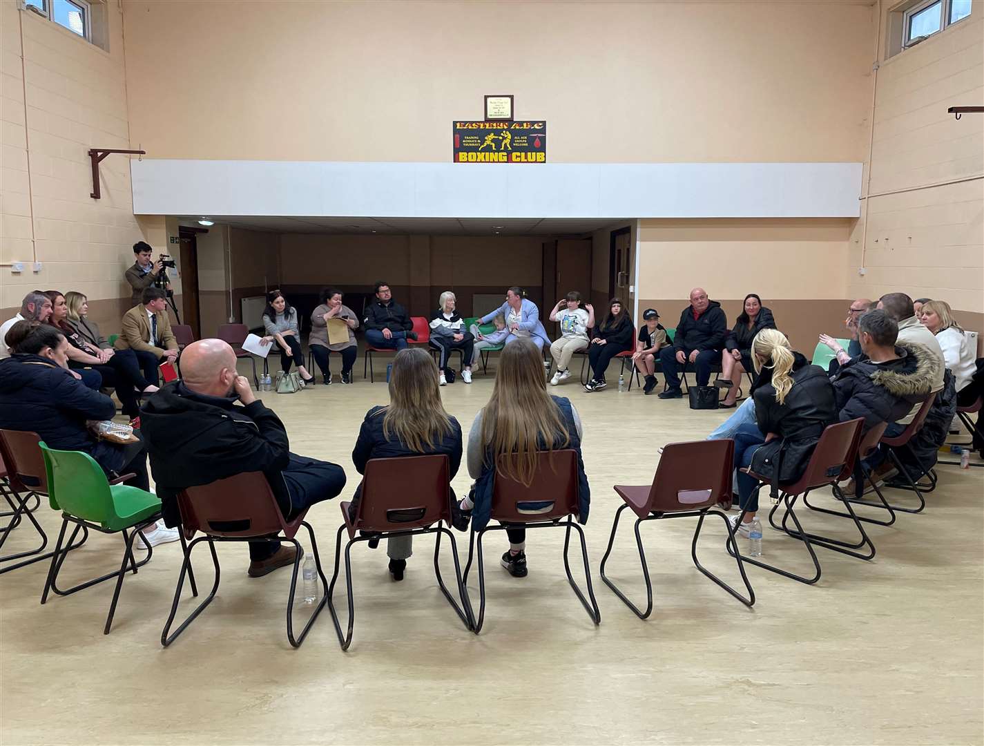 Sheppey parents gathered in Warden Village Hall to discuss their options of getting their children into Island schools. Picture: Joe Crossley