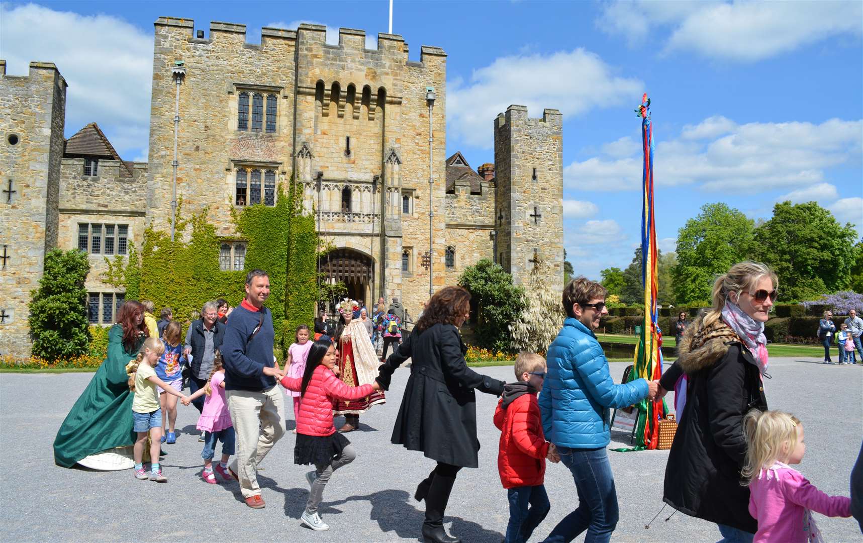 Dance around the maypole in the historic grounds of Hever Castle. Picture: Hever Castle and Gardens