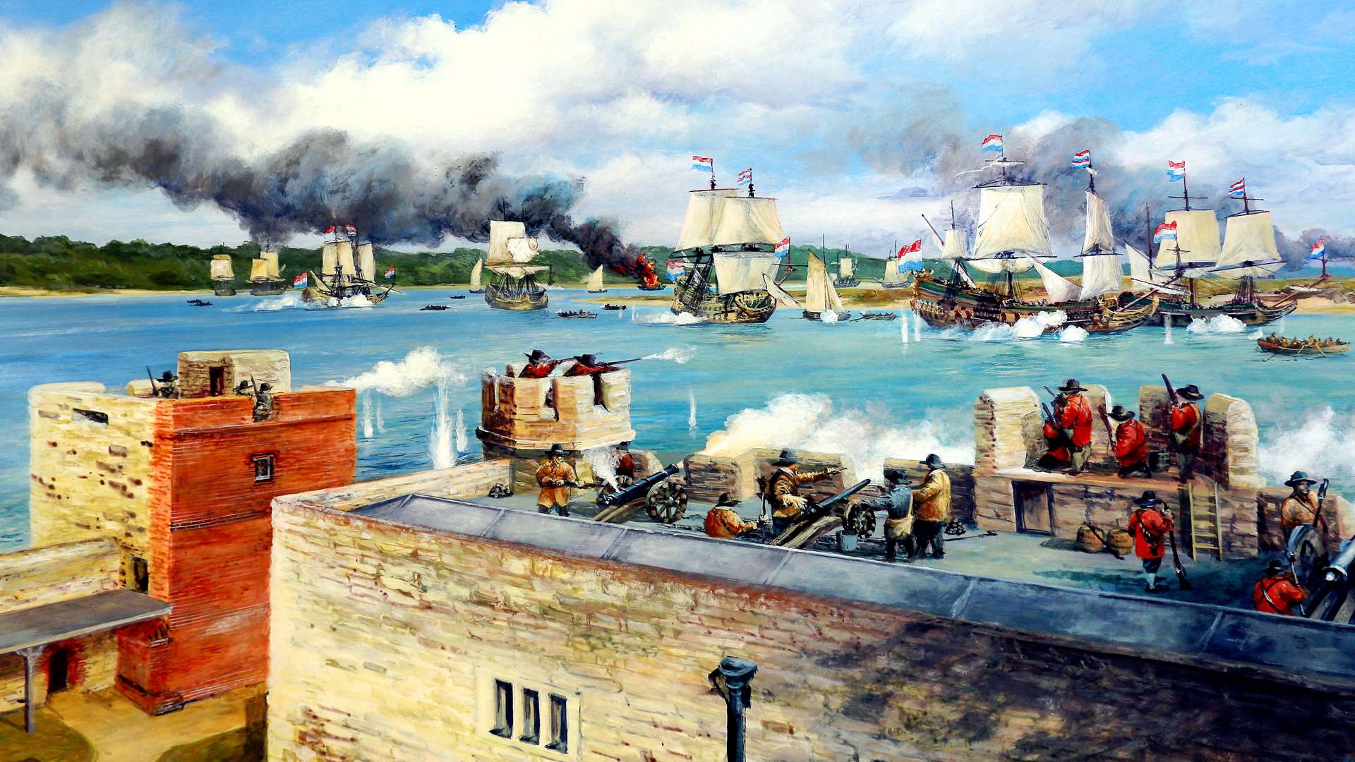 Paintings by Kevin Clarkson of the Battle of Medway