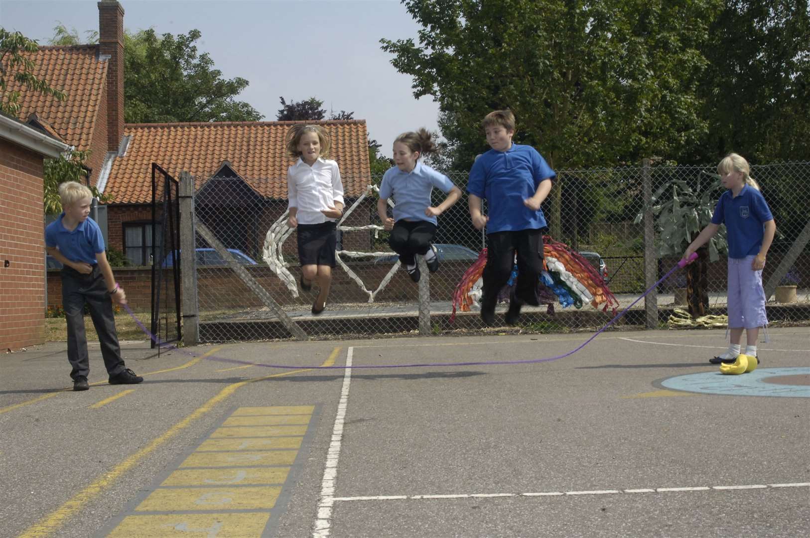 Skipping in the playground or the school hall