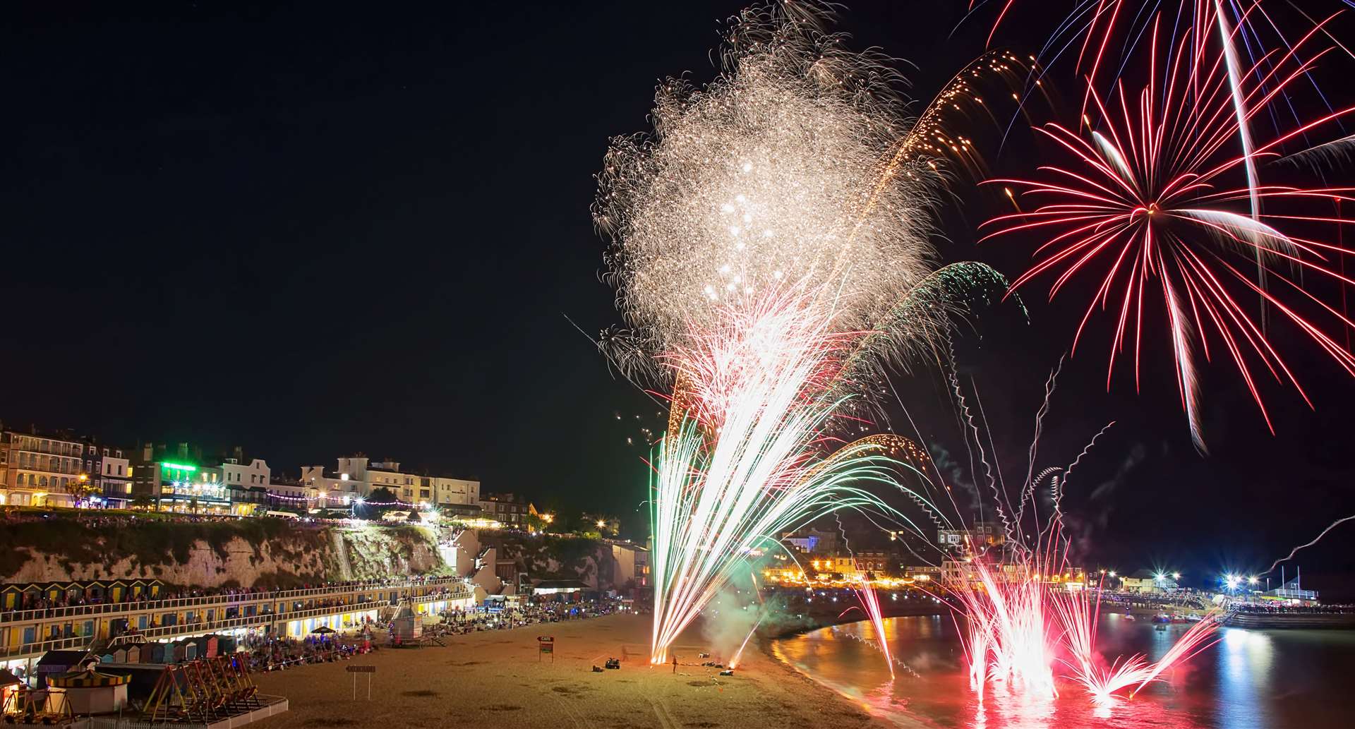 Watch the fireworks explode over the Kent coast from Viking Bay. Picture: Terry Vick