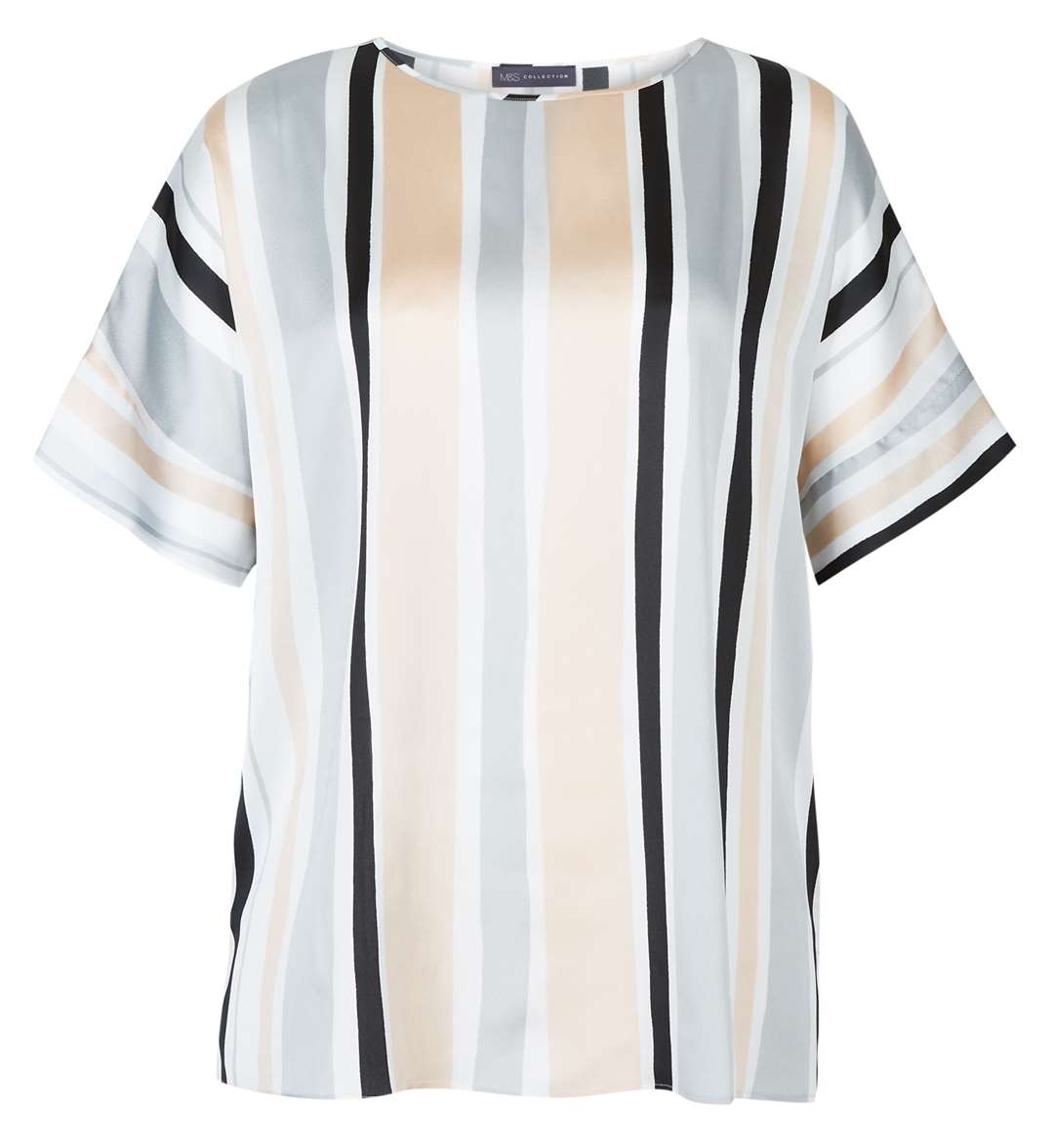 Striped round neck short sleeve blouse, £32.50