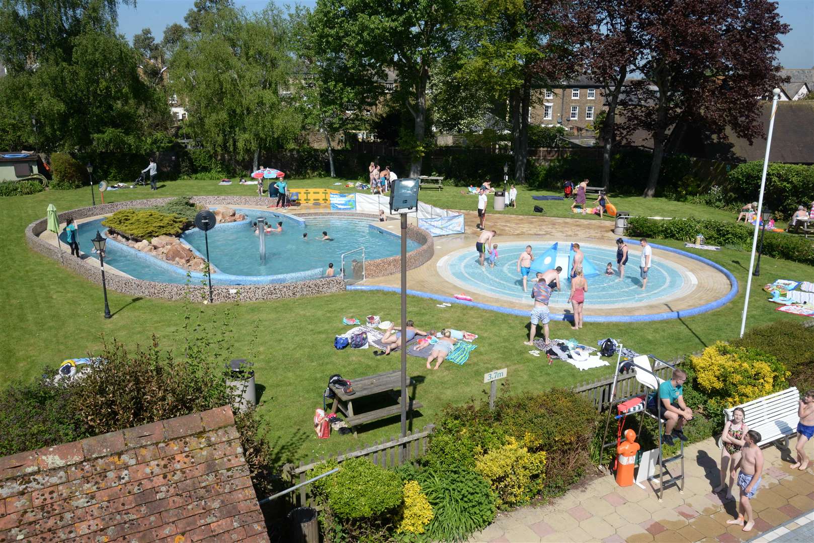 The Whirlpool and paddling pools after the re-opening of the Faversham outdoor swimming pool for the summer
