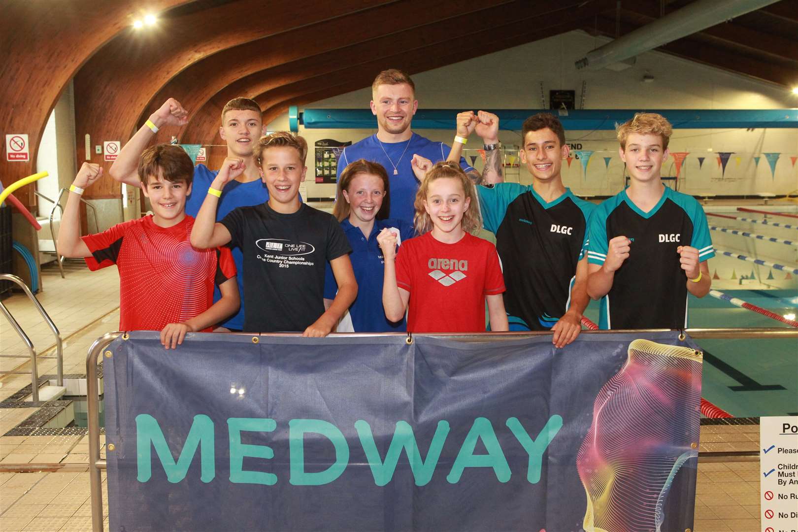Adam Peaty with some of the youngsters at Strood Sports Centre