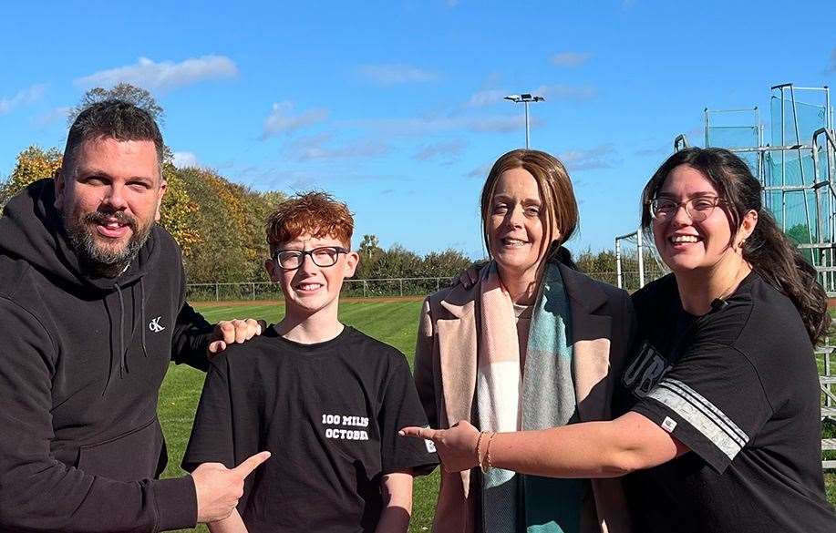 Oscar and his mum Rebecca Rogers, from Sturry, with kmfm's Rob and Numi