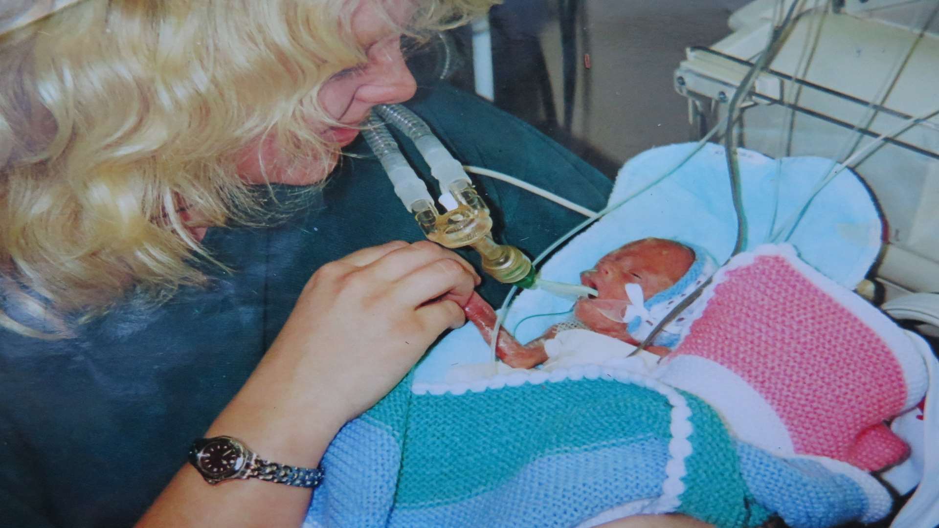 Tiny Jacob with mum Jane shortly after his birth