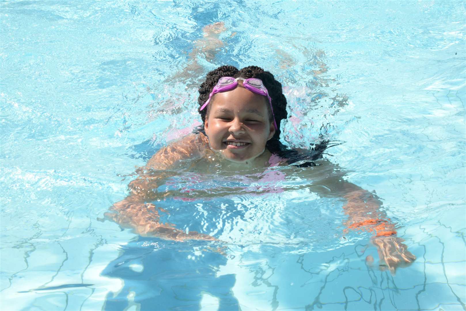 Blossom Fentiman, 10 enjoying a swim at the re-opening of the Faversham outdoor swimming pool for the summer