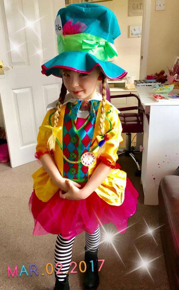 Cassie, 5, as The Mad Hatter at Horton Kirby Primary School.