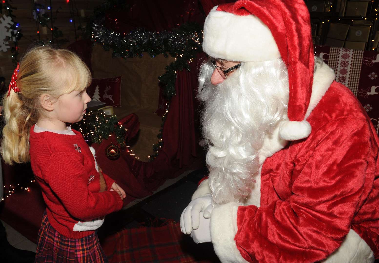 Children meeting Father Christmas when he stopped at Dobbies last year