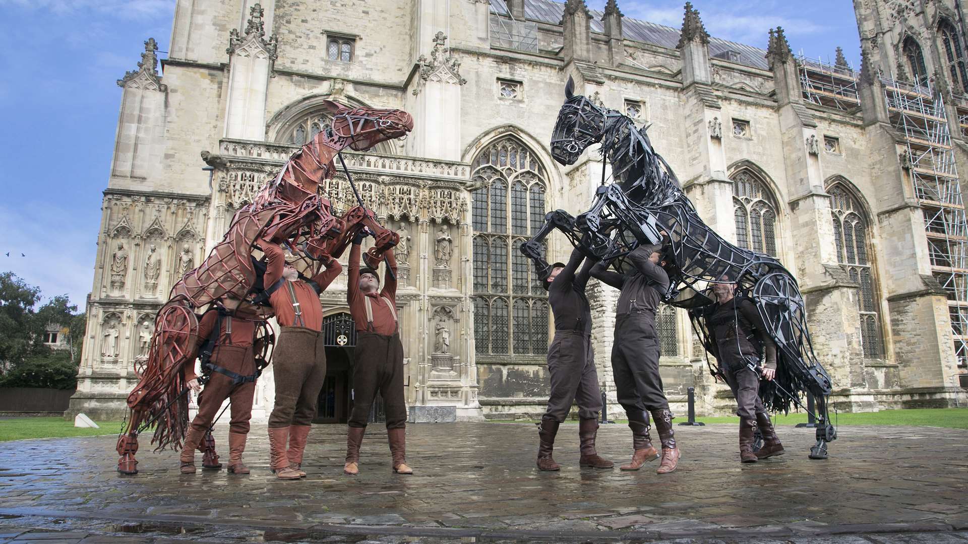 Two horses from the show at Canterbury Cathedral
