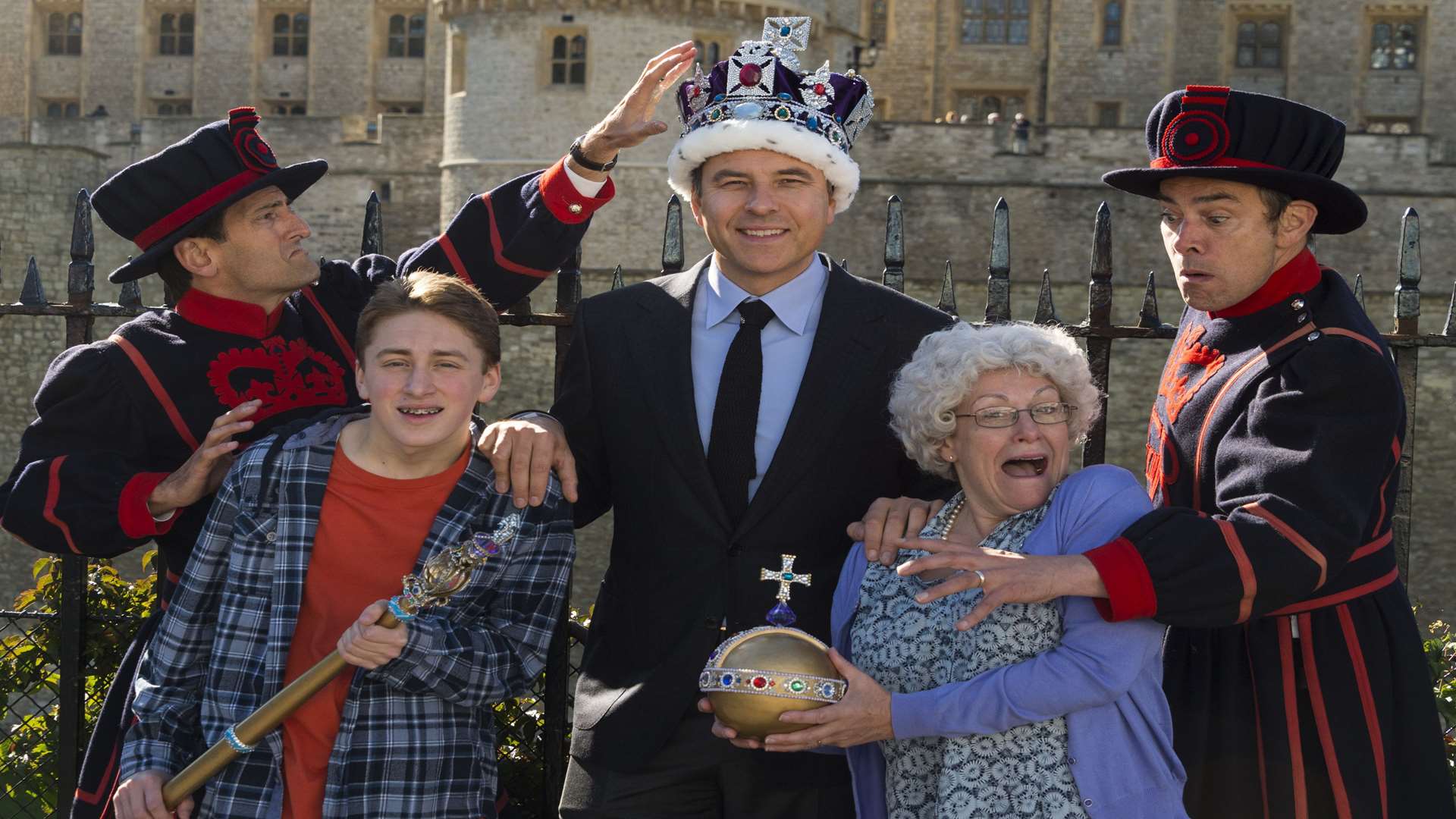 David Walliams and the cast of Gangsta Granny, Picture courtesy of Ray Tang/REX Shutterstock