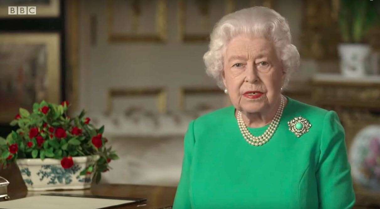 The Queen's coronavirus broadcast. Picture credit: BBC